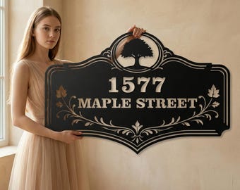 Personalized House Number Metal Wall Art Custom Address Sign Modern Outdoor Steel Decor