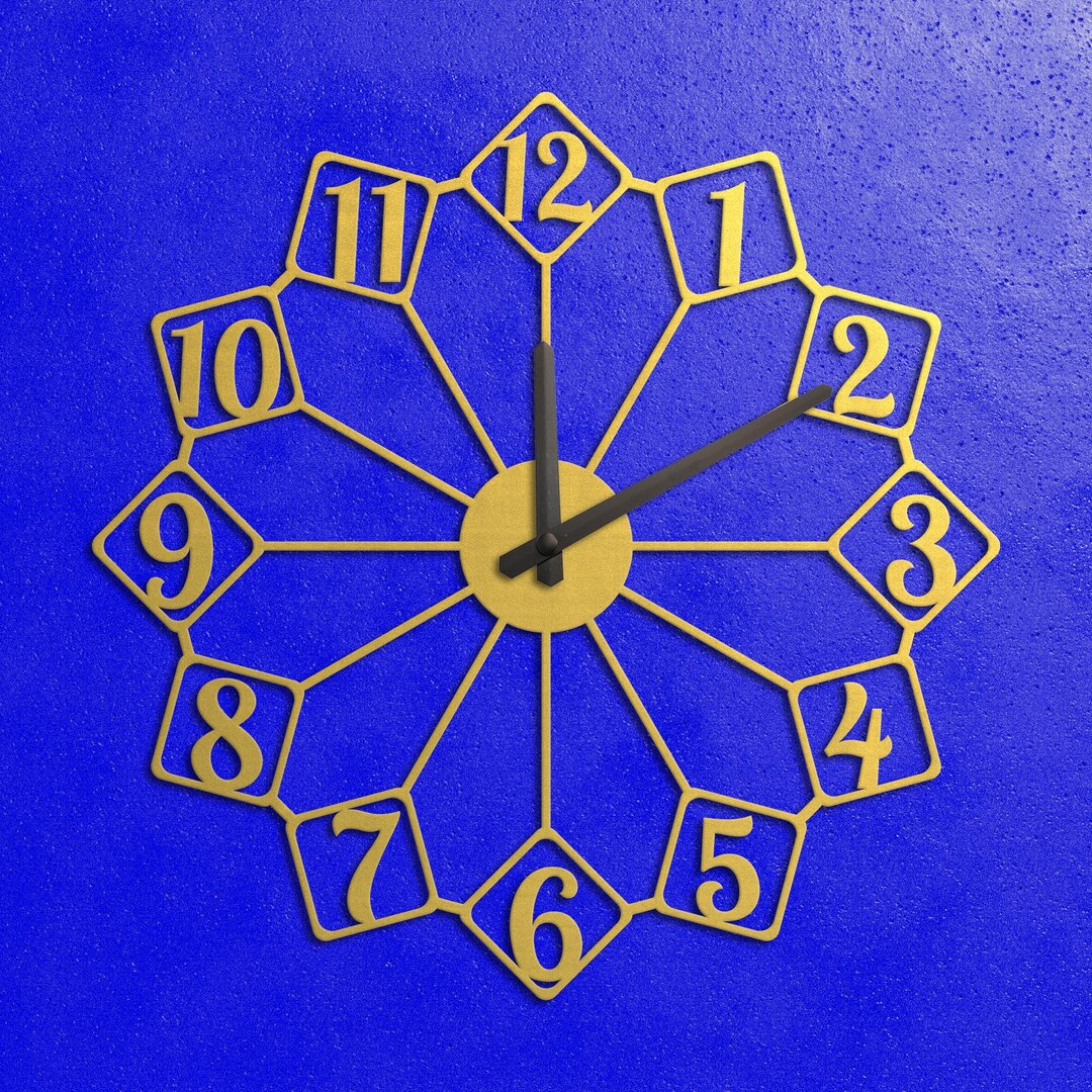 Geometric Square Frame Metal Wall Clock – Modern Angular Design, Silent ...