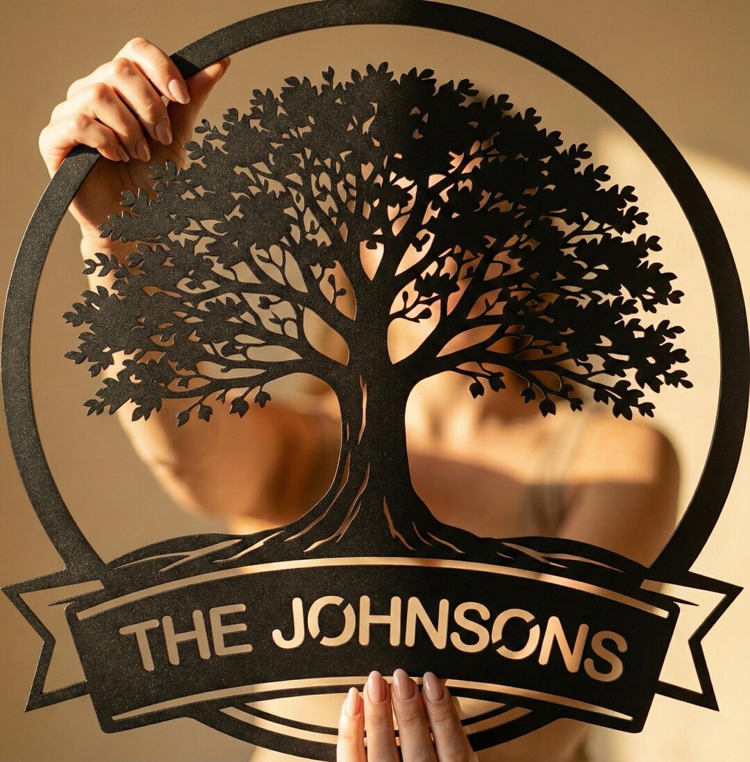 Personalized Family Tree Metal Wall Art, Custom Name Sign - Etsy