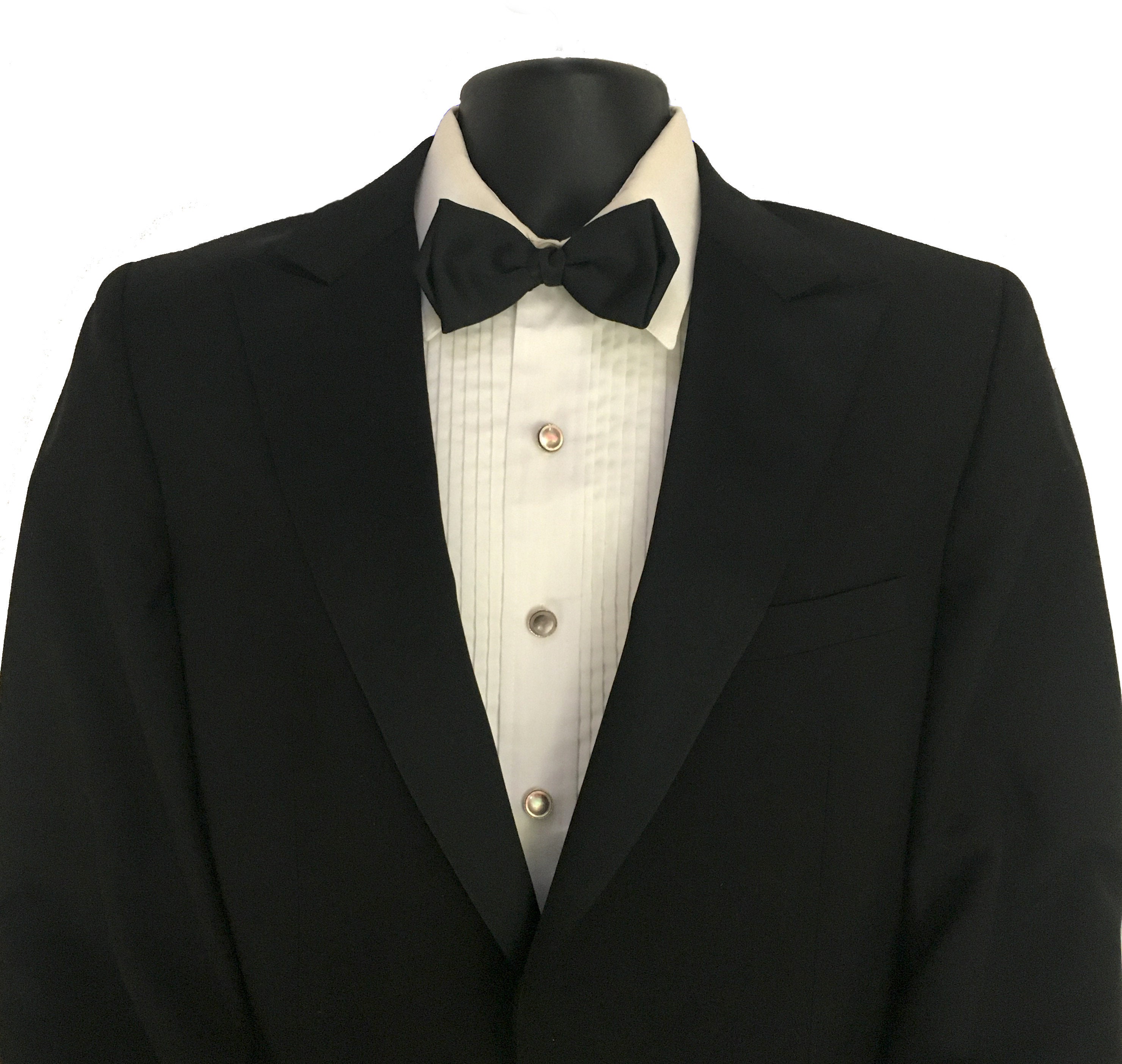 Tuxedo Ensemble Black Wool w/ Bow Tie Button Studs Cuff | Etsy