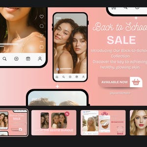 Editable Back to School Website Banners: Pink Canva Templates (Digital Download)