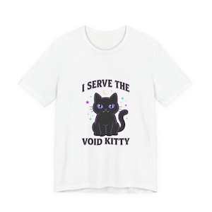 I Serve The Void Kitty T‑Shirt | witchy cat, black cat, meme cat