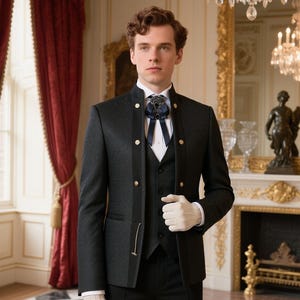 Luxury Men’s Black Gentleman Tuxedo – 3 Piece Suit with Vest – Groom Wedding Suit, Prom Outfit, Stage Performance Jacket