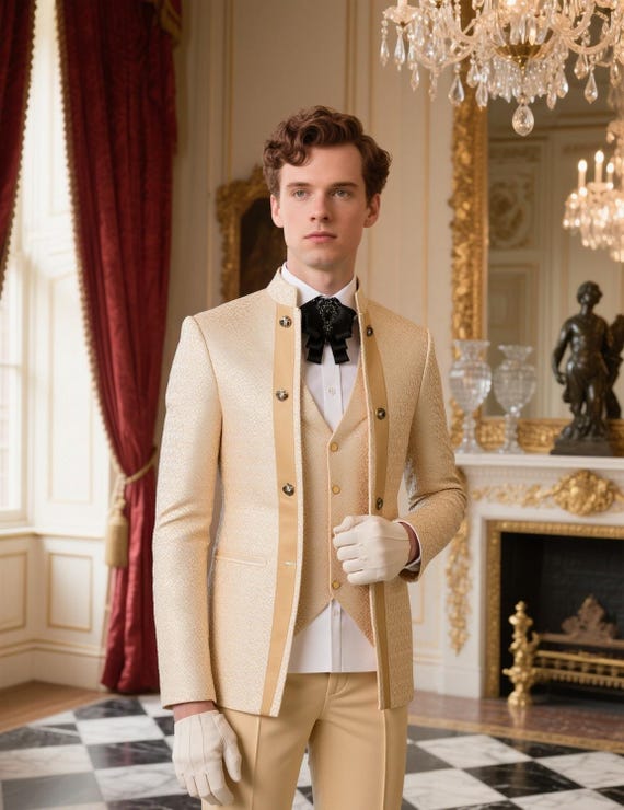 Luxury Men's Champagne Tuxedo – Piece Suit With Vest – Groom