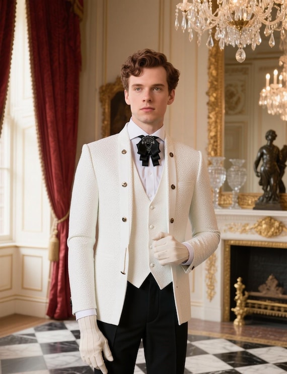 Luxury Men's White Tuxedo – Piece Suit With Vest – Groom Wedding