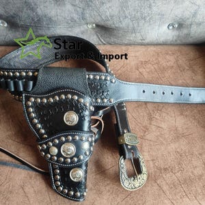 Cowboy Western Gun Holster Belt Leather for Revolver Pistol /Ruger/Remington