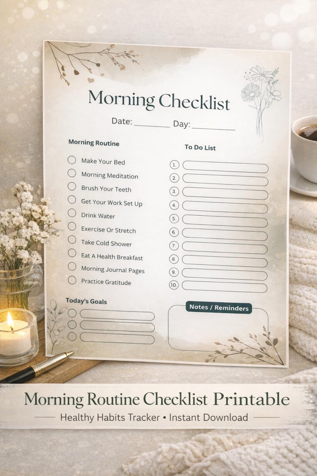 Free Pdf Morning Routine Morning Routine Checklist Printable PDF | Daily Planner, Self Care ...