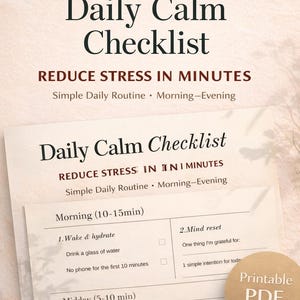Daily Calm Checklist Printable, Stress Relief Planner, Self Care Routine PDF, Anxiety Relief, Morning Evening Reset, Instant Download