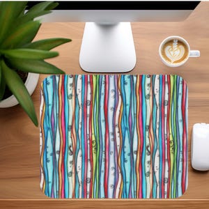 Colorful Drippy Stripes Mouse Pad | Vibrant Abstract Pattern Mouse Mat