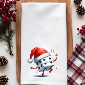 Bunco Christmas Tea Towel: Holiday Game Night Kitchen Decor