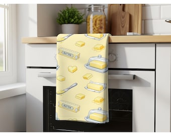 Tea Towel, Cotton Kitchen with Butter Print, 18 × 30 Inch