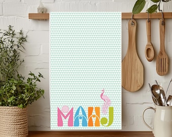 Colorida toalla de té Mahj Letters, ropa de cocina Mah Jongg
