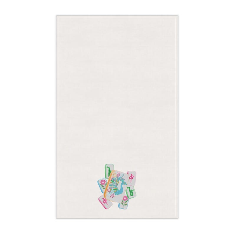 Colorful Mahjong Tiles Tea Towel | Kitchen Linen, Asian Game Design image 4