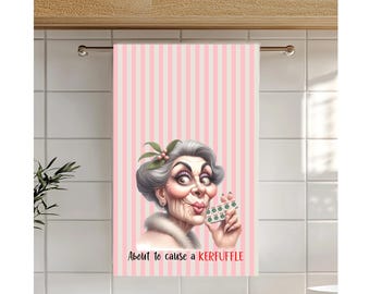 Toalla de té Mah Jongg Jokers / Toalla de cocina de rayas rosas