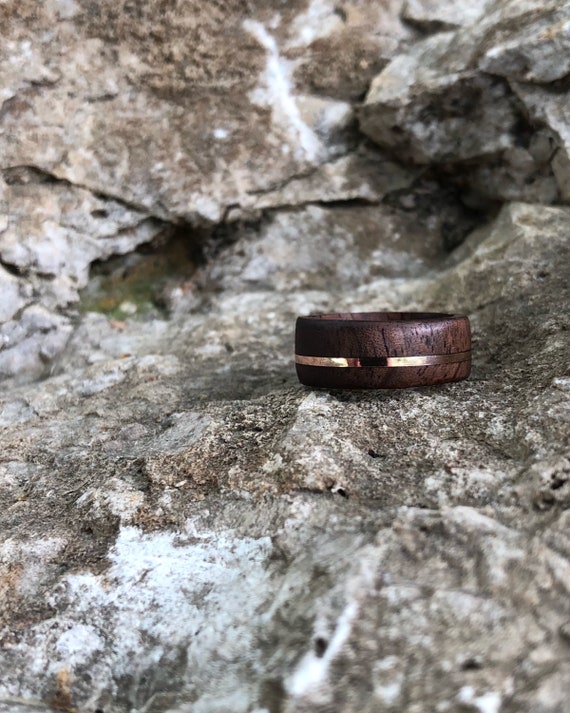 Offset Walnut & Rose Gold Band
