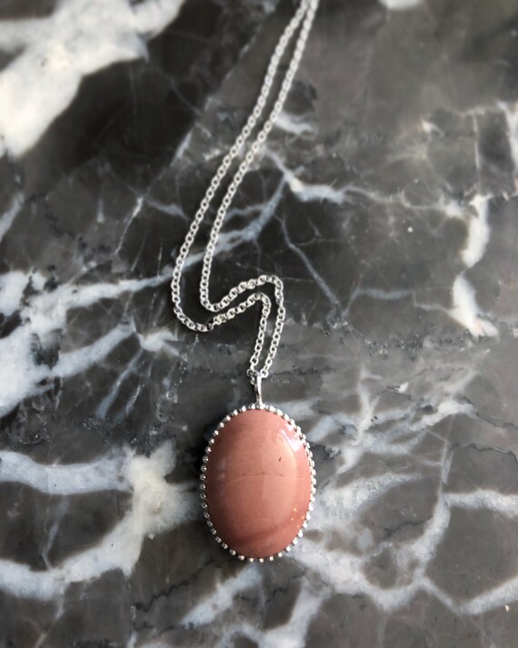 Peach Jasper Drop Necklace