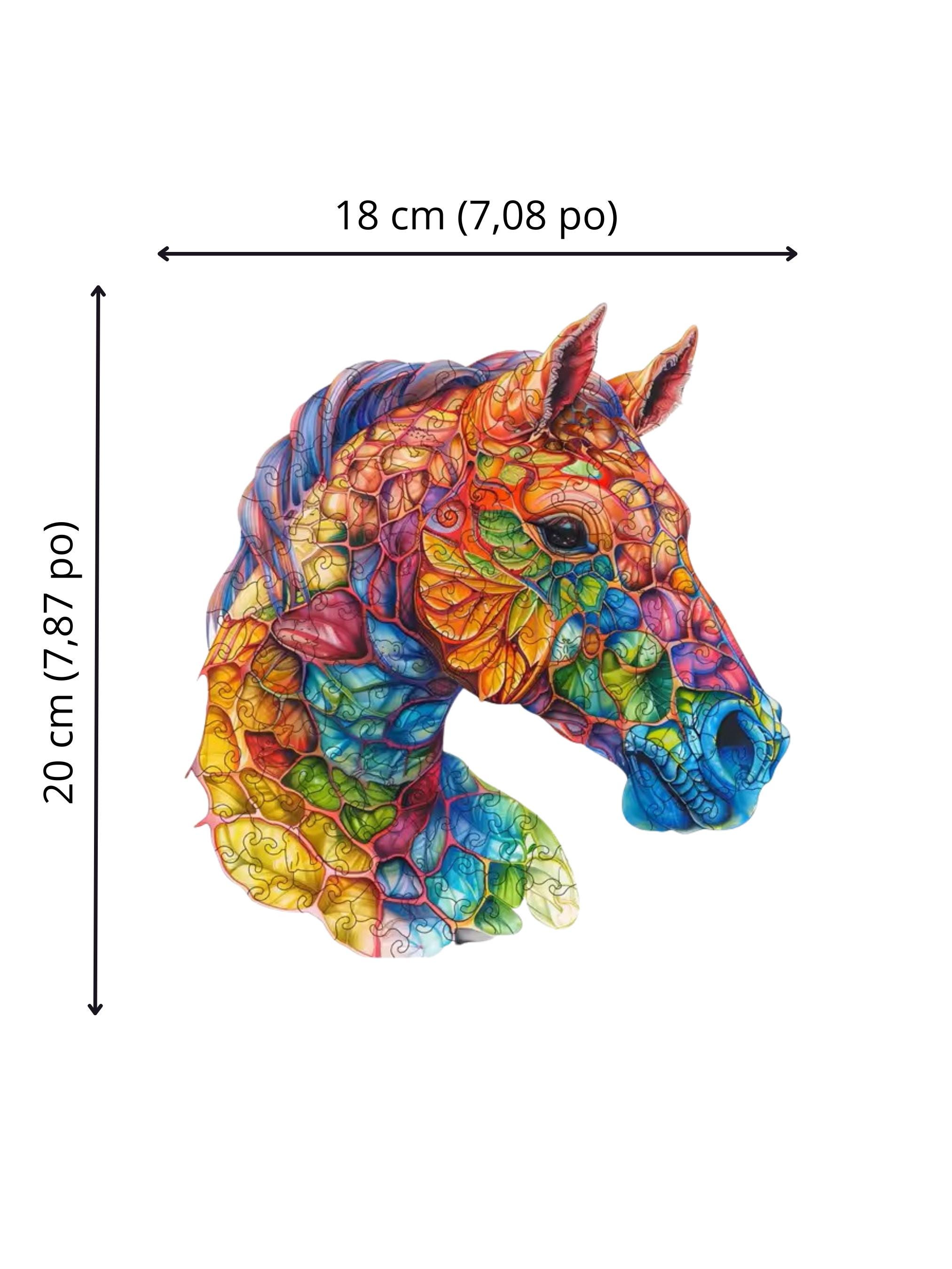 馬の頭の木製パズル – 鮮やかな馬のアートとユニークなギフト