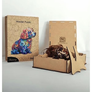 Wooden &quot;Cocker&quot; Puzzle – Vibrant Canine Art & Unique Gift – | Exclusive BrushCrafts Design