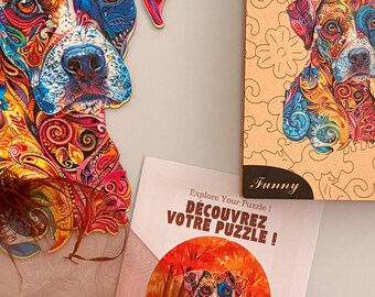 Rompecabezas de madera "American Staffordshire" – Arte canino vibrante y regalo único – | Diseño exclusivo de BrushCrafts