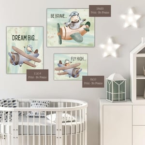 Instant Download Nursery Wall Art Printable Set | Airplane Baby Room Decor | Boy Nursery Prints for Kids Room, Aviation, Aviation Art