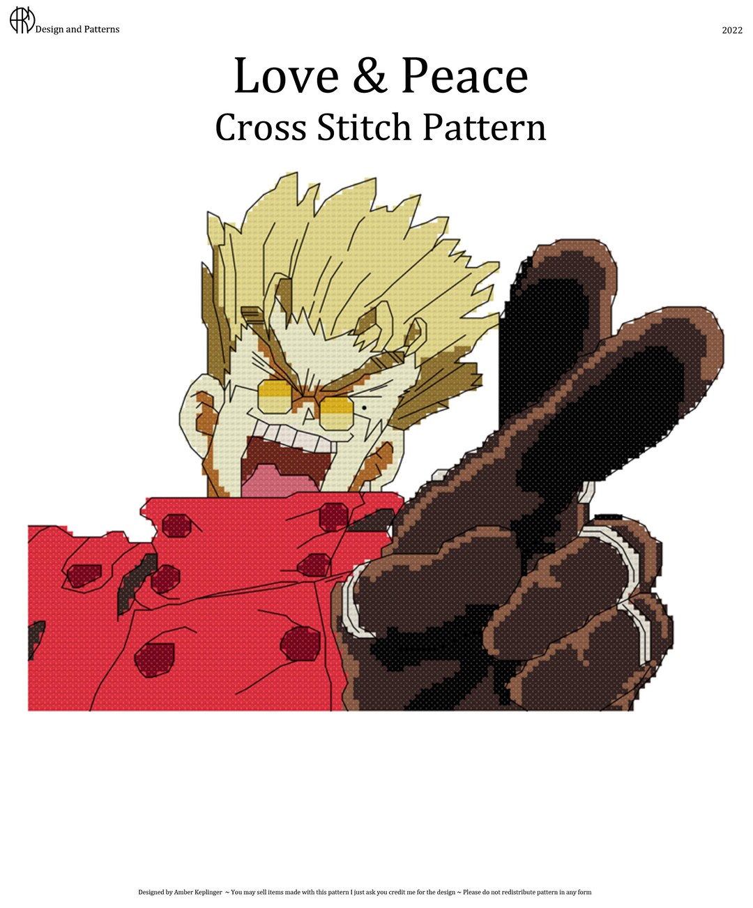 Love & Peace (trigun) Cross Stitch Pattern - Etsy