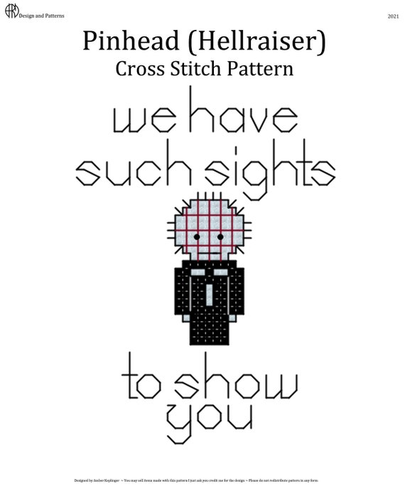 Pinhead hellraiser Cross Stitch Pattern Etsy