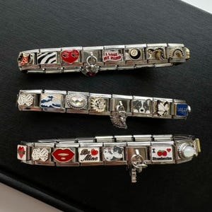 Silver Italian Charms Bracelet, Custom Silver Italy Charms, Personalized Italian Bracelet, Italy Charms, Gift for Him, Her or Yourself