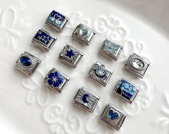 Italian Charms Bracelet, Blue Theme Custom Italy Charms, Personalized Italian Bracelet, Italy Charms, Gift for Him, Her or Yourself