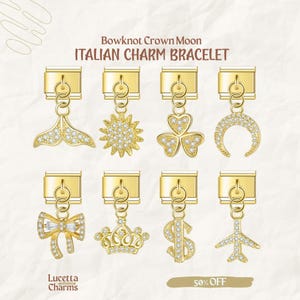 Gold Italian Charm Bracelet, Custom Gold Pendant Italy 9MM Charms, Vintage Jewelry Charms, Personalized Gift for Him, Her or Yourself