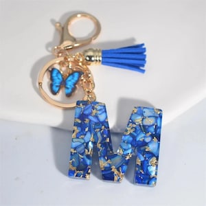 Letter keychains, Custom Initial Keychain, Crystal Acrylic Tassel Butterfly Pendent KeyChain, Aesthetic Backpack & Bag Tag Accessories Gift