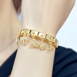 Gold Italian Charm Bracelet, Custom Gold Pendant Italy 9MM Charms, Vintage Jewelry Charms, Personalized Gift for Him, Her or Yourself