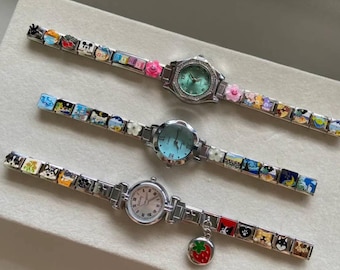 Orologio con ciondoli italiani, cinturino personalizzato, bracciale con ciondoli italiani, cinturino per orologio, regalo per lei