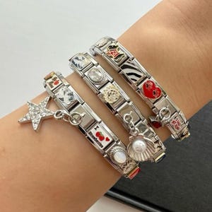 Silver Italian Charms Bracelet, Custom Silver Italy Charms, Personalized Italian Bracelet, Italy Charms, Gift for Him, Her or Yourself