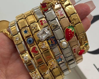 カスタムゴールドイタリアンチャームブレスレット、パーソナライズされたジュエリーギフト