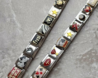 Silver Italian Charm Bracelet, Custom Silver Italy Charms, Vintage Jewelry Charms, Personalized Gift for Him, Her or Yourself Christmas Gift