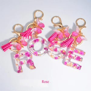 Letter keychains, Custom Initial Keychain, Crystal Acrylic Tassel Butterfly Pendent KeyChain, Aesthetic Backpack & Bag Tag Accessories Gift