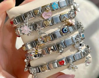 Silver Italian Charm Bracelet, Custom Silver Italy Charms, Vintage Jewelry Charms, Personalized Gift for Him, Her or Yourself