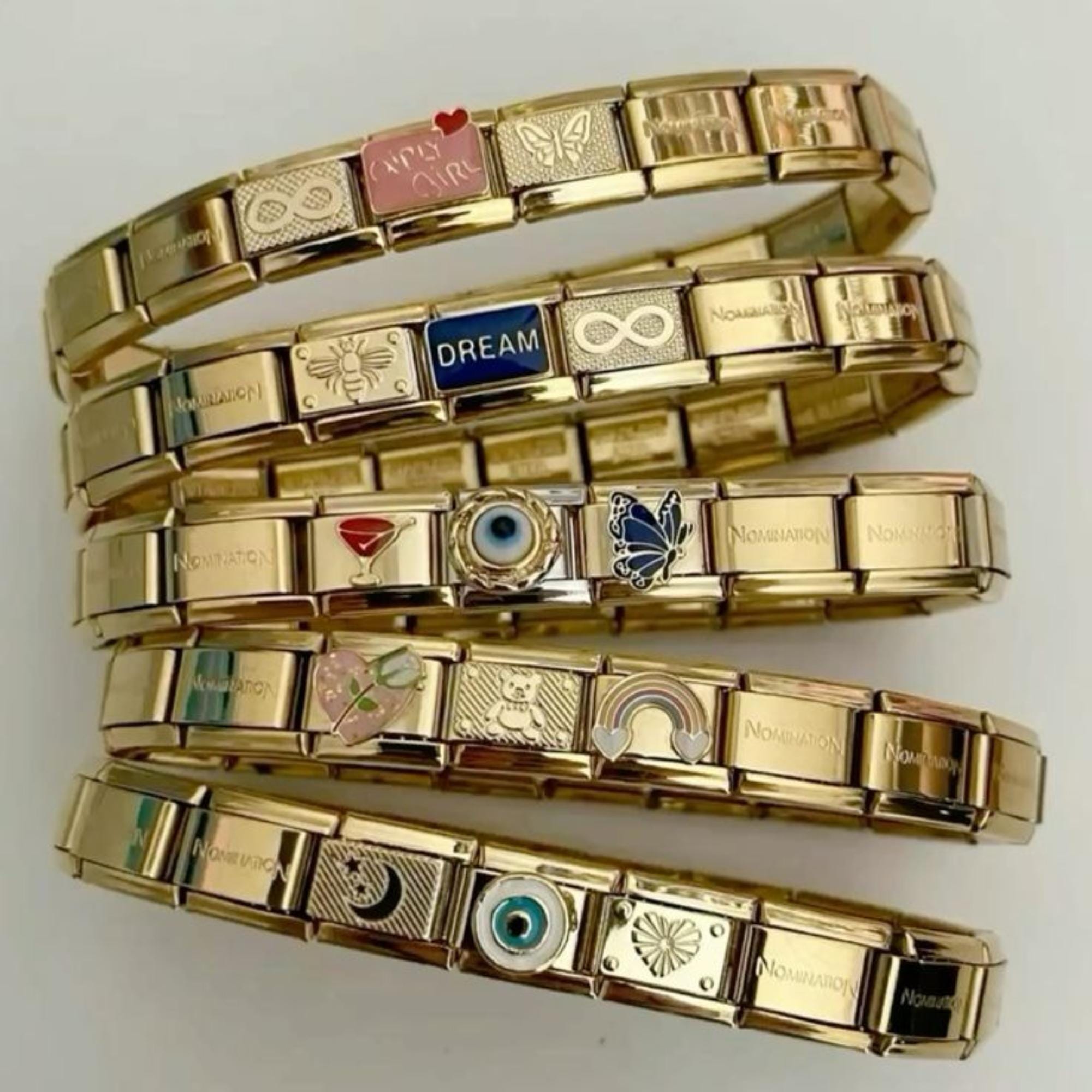Gold Italian Charm Bracelet, Custom Gold Italy Charms, Vintage Jewelry Charms, Personalized Gift for Him, Her or Yourself