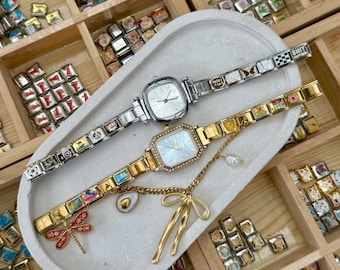 Orologio con ciondolo italiano, cinturino personalizzato per orologio, braccialetto con ciondolo italiano, cinturino per orologio, regalo per lei
