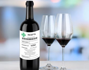 Funny Wine Label “Prescription” • PDF Download & Printable • Gift for Birthday, Party, Bachelorette