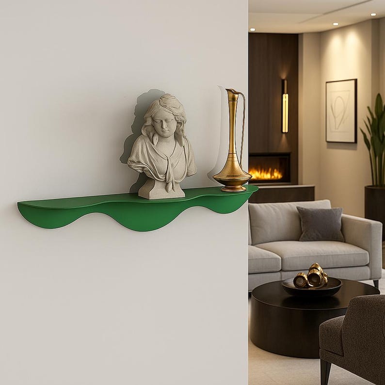 Galvanized Metal Shelf Decor Reference: Floating Wavy Metal Shelf Galvanized Steel Wall Decor