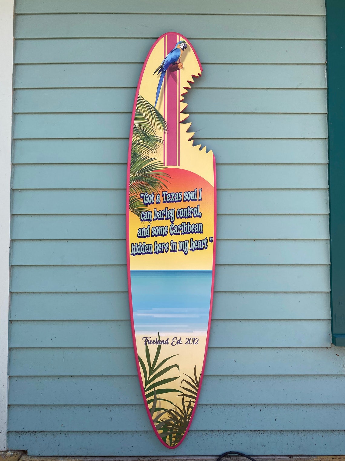 Surfboard Decor Shark Bite Custom Surfboard Wall Art Beach Etsy