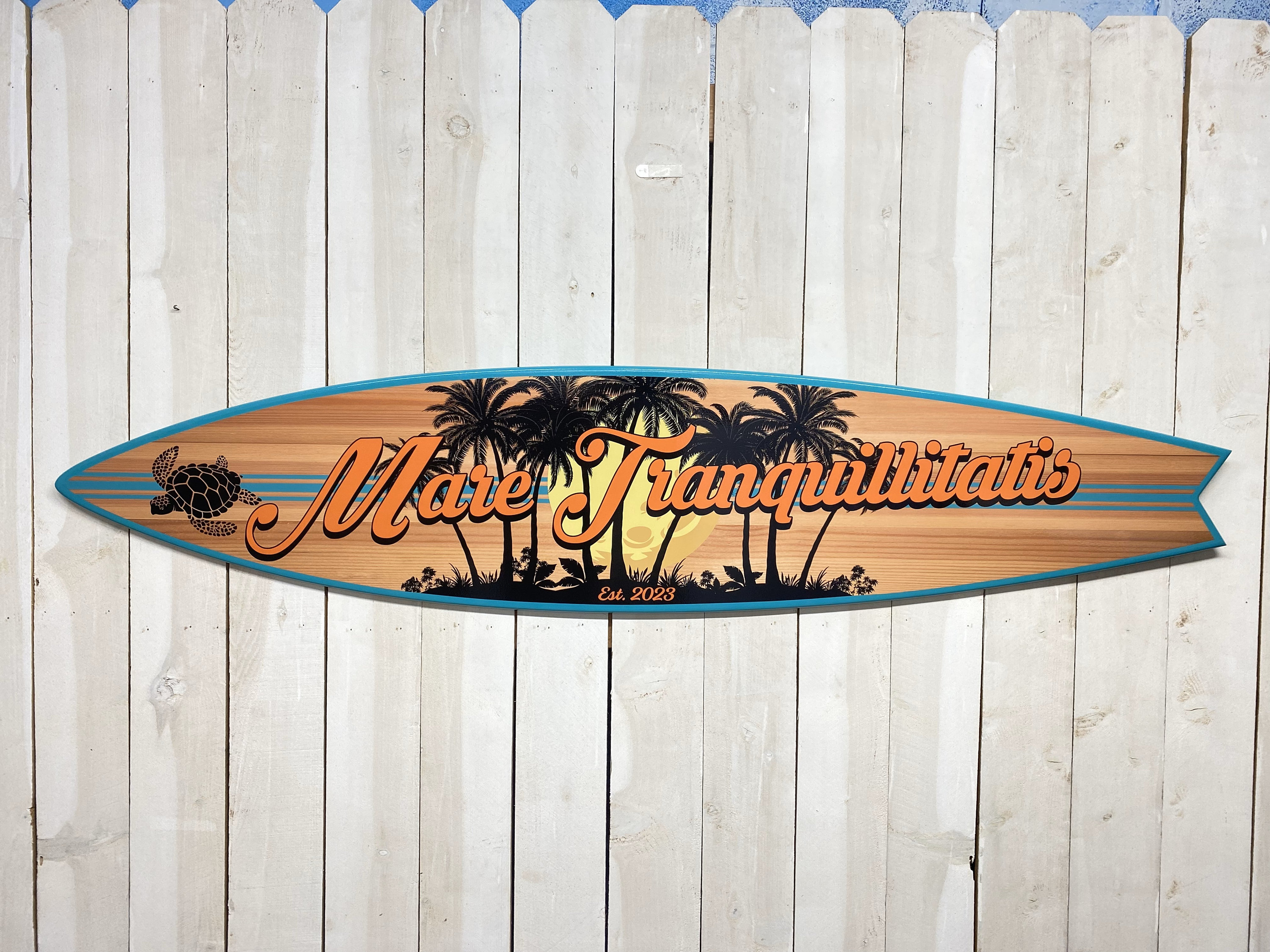 Hang Ten Surf Sign California Classic Big Wave Surfer Surfing Surfboard  Wall Art