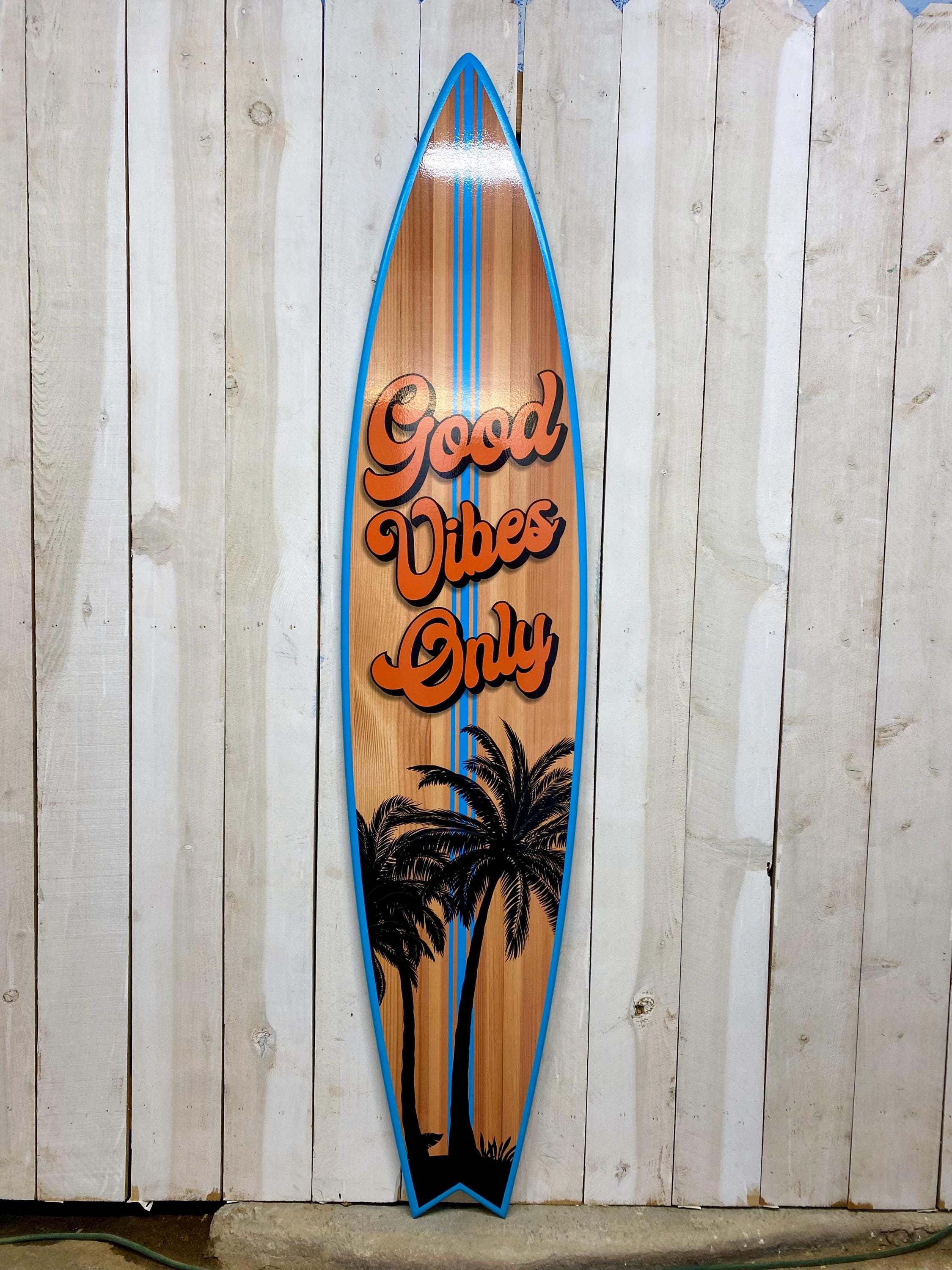 Polynesië Decoratief surfboard van hout, 100 cm, om op te hangen met tiki- motief, surfer, decoratie, surfplank