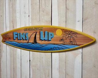 Surf Shop Wall Sign, Custom Surfboard Business Logo, Beach Tiki Decor