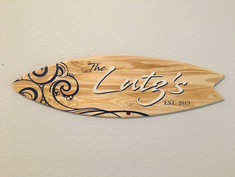 Personalized Surfboard Decor Customized Name Wall Art Surf Etsy