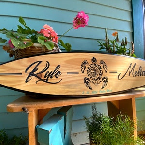 Personalized Wedding Surfboard Guest Book: Beach Decor Wall Art