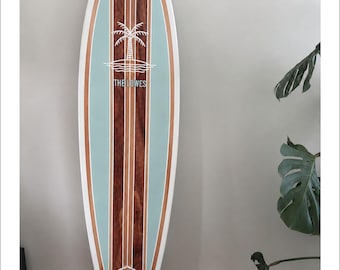 Tall Vertical Surfboard Sign, Personalized Beach Home Wall Decor Gift