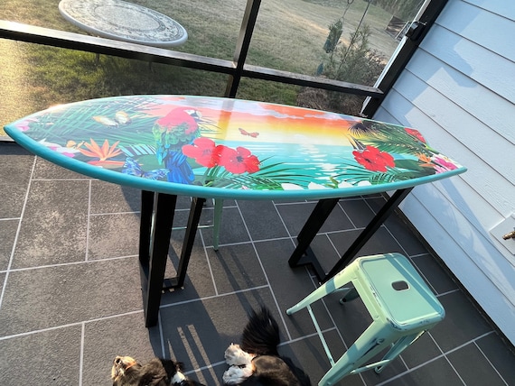 Surfboard Bar Top Table Top Surf Board Beach Decor Surf Custom