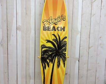 Portrait Surfboard Sign, Custom Coastal Wall Art, Beach House Decor